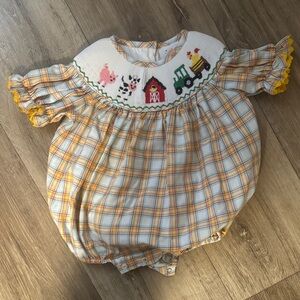 Plaid Farm-Themed Kids Bodysuit